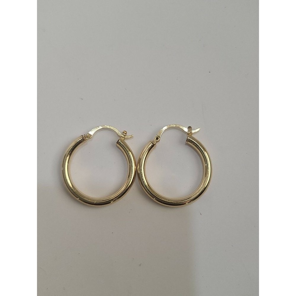 Gold Tone Hoop Earrings Marked ATI CN Hinged Snapback Fashion